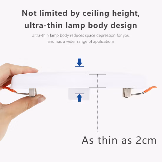 CE RoHS Round Square Ceiling Lamp Slim Frameless LED Panel Light